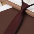 Wine red striped zipper necktie for men, business formal wear and wedding groom tie variant. - Crimson Shadow Weave 8cm Zipper Tie