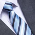 Men business blue striped tie formal professional wedding suit necktie versatile style - Cool Blue Stripe Zipper Style / 8cm