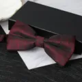 Burgundy polka dot men's bow tie for wedding suit formal dress stylish neckwear accessory - Wine Red Starry Bowtie