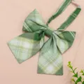 Green plaid JK bow tie, Japanese style school uniform collar accessory for women - Riverside Grass Green