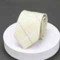Men's business plaid tie, elegant yellow tie with blue stripes for formal work and wedding. - LK Fresh Yellow Plaid