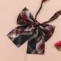 Japanese style JK plaid bow tie accessory, classic red and black tartan pattern for cute sailor shirts. - Dark Coffee
