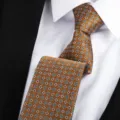 Classic brown patterned necktie for business wear, elegant formal silk tie accessory. - 8cm Khaki Floral Hand-Tied