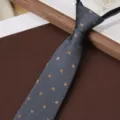 Men's business zipper necktie in grey herringbone with brown floral pattern for formal wear. - Lapis Lazuli Weave 8cm Zipper Tie
