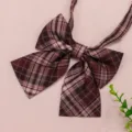 Brown plaid JK bow variant, Japanese school uniform accessory, sweet sailor shirt necktie. - Red Prisoner Bird