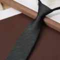 Men's dark green zipper tie retro herringbone business formal suit pre-tied necktie - Soft Cloud Pavilion - Dark Green 8cm Zipper Tie