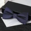Dark blue patterned bow tie close-up detail, elegant men's formal neckwear accessory showcase. - Purple Large Plaid Bowtie