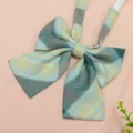 Japanese JK plaid bow tie for school uniform shirts, blue and yellow grid neckwear accessory. - Heart to Heart