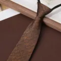 Men's retro brown herringbone zipper necktie, elegant business formal pre-tied tie for wedding. - Soft Cloud Pavilion - Golden Coffee 8cm Zipper Tie