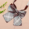 Japanese style JK plaid bow tie sailor shirt collar ornament pre-tied necktie for women daily wear - Goldfish Red Plaid