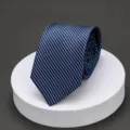Men's blue striped business necktie formal wedding suit neckwear 8.5cm professional tie - LK Dark Light Blue Stripe