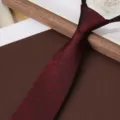 Men burgundy zipper necktie business formal wedding pre-tied ready made stylish tie. - Soft Cloud Pavilion - Burgundy 8cm Zipper Tie