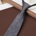 Men classic grey textured zipper tie, 8cm business formal wear wedding groom pre-tied necktie. - Fog Weave Trace 8cm Zipper Tie
