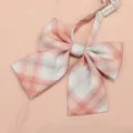 Japanese style JK uniform pink plaid bow tie collar accessory for sweet school girls shirt. - Pale Orange