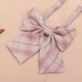 Pink plaid JK bow tie for school uniform shirts, sweet sailor suit accessory for daily wear. - Girl's Worries