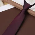Men burgundy zipper tie business wedding formal wear pre-tied necktie subtle dots 8cm - Star Weave Burgundy 8cm Zipper Tie