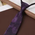 Men vintage purple floral zipper tie 8cm business wedding groom formal necktie accessory. - Color of Cloud - Purple 8cm Zipper Tie