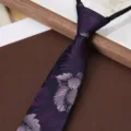 Men's purple floral zipper tie, vintage business formal wear necktie for wedding. - Purple Night Elf 8cm Zipper Tie