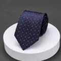 Men's blue geometric patterned silk tie, classic formal business necktie for work. - Fine Floral Houndstooth