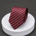 Men's red pink striped classic woven necktie business formal wear professional tie variant - Dark Red Stripes