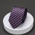 Purple striped men's necktie for business formal wear and professional work tie variant - Dark Purple Stripe
