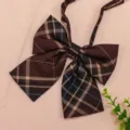 Japanese style plaid JK bow tie, brown sailor shirt collar accessory, vintage college uniform decoration - Liver Plaid