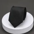 Men's black dotted necktie, classic business formal suit accessory for professional work. - Y24 Black Dot