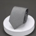 Black and white striped necktie for men business formal work interview neckwear - LK Gray Sea Breeze Stripe