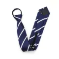 Blue striped zipper necktie pre-tied skinny tie for men and women formal business wear. - Zipper Style / Blue Stripe