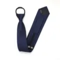 Dark blue zipper necktie for men and women, handmade polyester narrow formal tie for business. - Zipper Style / Blue Snowflake