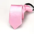 Pink zipper tie, 6cm narrow smooth satin necktie for business, wedding, and casual wear. - 6cm Smooth Zipper Necktie / Pink