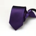 Corbata estrecha de satén morado con cremallera, corbata elegante de negocios 6cm. - Corbata con Cremallera Lisa 6cm / Púrpura profundo