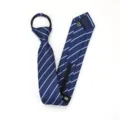 Blue striped zipper tie for men and women, slim 6cm lazy pre-tied necktie for business work. - Zipper Style / Blue White Stripe