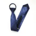 Blue plaid pre-tied zipper tie for men and women, slim 6cm width for business and weddings. - Zipper Style / Stylish Men Grid