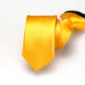 Corbata amarilla con cremallera para hombres y mujeres, corbata estrecha formal de boda 6cm. - Corbata con Cremallera Lisa 6cm / Dorado