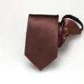 Corbata de cremallera de satén marrón hombre mujer negocios boda formal estrecha 6cm - Corbata con Cremallera Lisa 6cm / Café