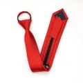Red zipper necktie for men and women, slim narrow tie for formal business, wedding, and daily wear. - Zipper Style / Solid Red