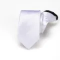 Corbata con cremallera de satin blanco estrecha 6cm negocios casual corbata hombres mujeres - Corbata con Cremallera Lisa 6cm / Blanco