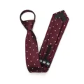 Burgundy polka dot zipper tie for men, easy wear pre-tied narrow necktie for formal business work. - Zipper Style / Wine Red with White Dots