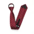 Men's maroon zipper tie with paisley pattern, lazy convenient formal necktie detail. - Zipper Style / Burgundy Paisley