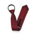 Burgundy pre-tied zipper tie detail, textured fabric, adjustable neck loop for easy wear. - Zipper Style / Retro Burgundy