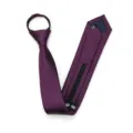 Purple zipper lazy tie detail view, pre-tied narrow necktie for formal business wear. - Zipper Style / Purple Solid Color