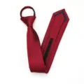 Red zipper necktie detail showing convenient no-tie design for men's formal wear and business. - Zipper Style / Wine Red Glossy