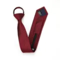 Burgundy zipper necktie for men women, pre-tied skinny tie 6cm formal wear business wedding. - Zipper Style / Deep Wine Red Jacquard Pattern