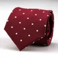 Red polka dot necktie for men, classic wedding business suit formal tie variant. - Rich Red White Dot Style