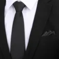 Klassieke zwarte heren stropdas en pochet set voor zakelijke kleding en formele huwelijksfeesten. - 8cm Zwart Dikke Streep Rits + Pocket Square