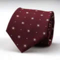Burgundy red men's business formal suit tie with delicate white floral woven pattern. - Burgundy Concentric Circle Style