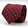 Red men's business formal tie with cute white whale pattern, perfect for wedding and office wear. - Burgundy White Paisley Style