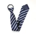 Navy blue striped zipper tie for men, easy wear pre-tied necktie 6cm narrow design. - Zipper Style / Dark Blue Stripe