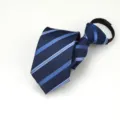 Navy blue striped zipper necktie for professional business wear and formal events 6cm - Zipper Style / Blue White Stripe